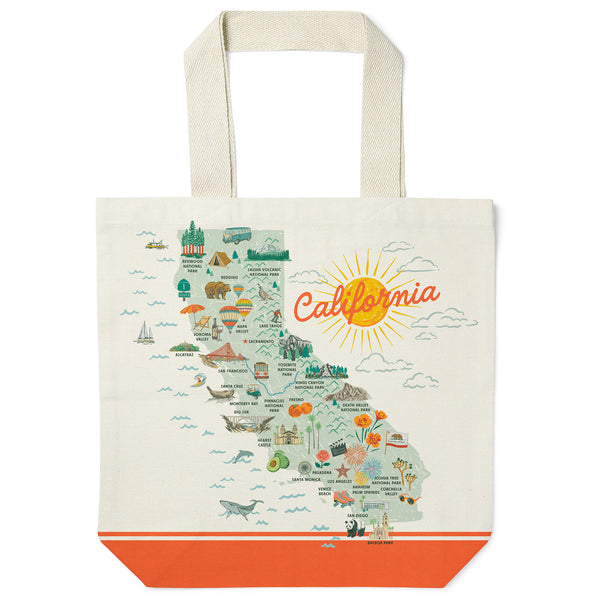 California State Illustrated Map Recycled Canvas Tote Bag