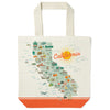 California State Illustrated Map Recycled Canvas Tote Bag