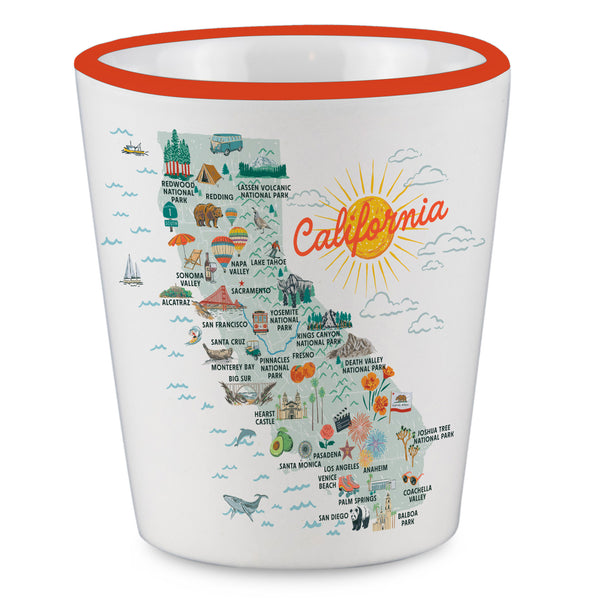 California State Illustrated Map Shot Glass