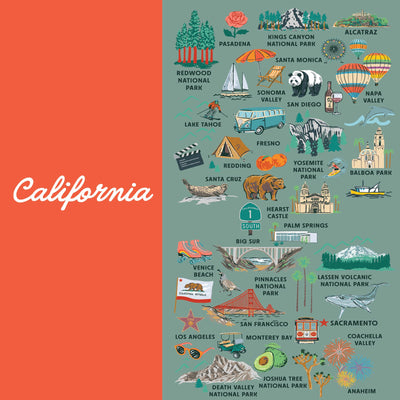 California State Illustrated Map Socks
