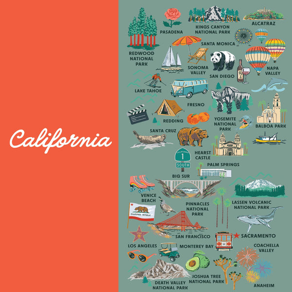California State Illustrated Map Socks