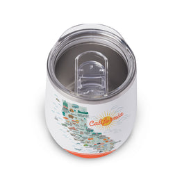California State Illustrated Map Wine Tumbler in White