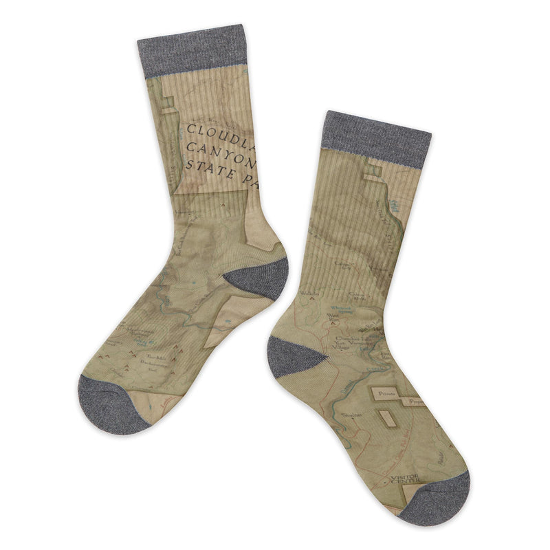 Cloudland Canyon Vintage Map Socks