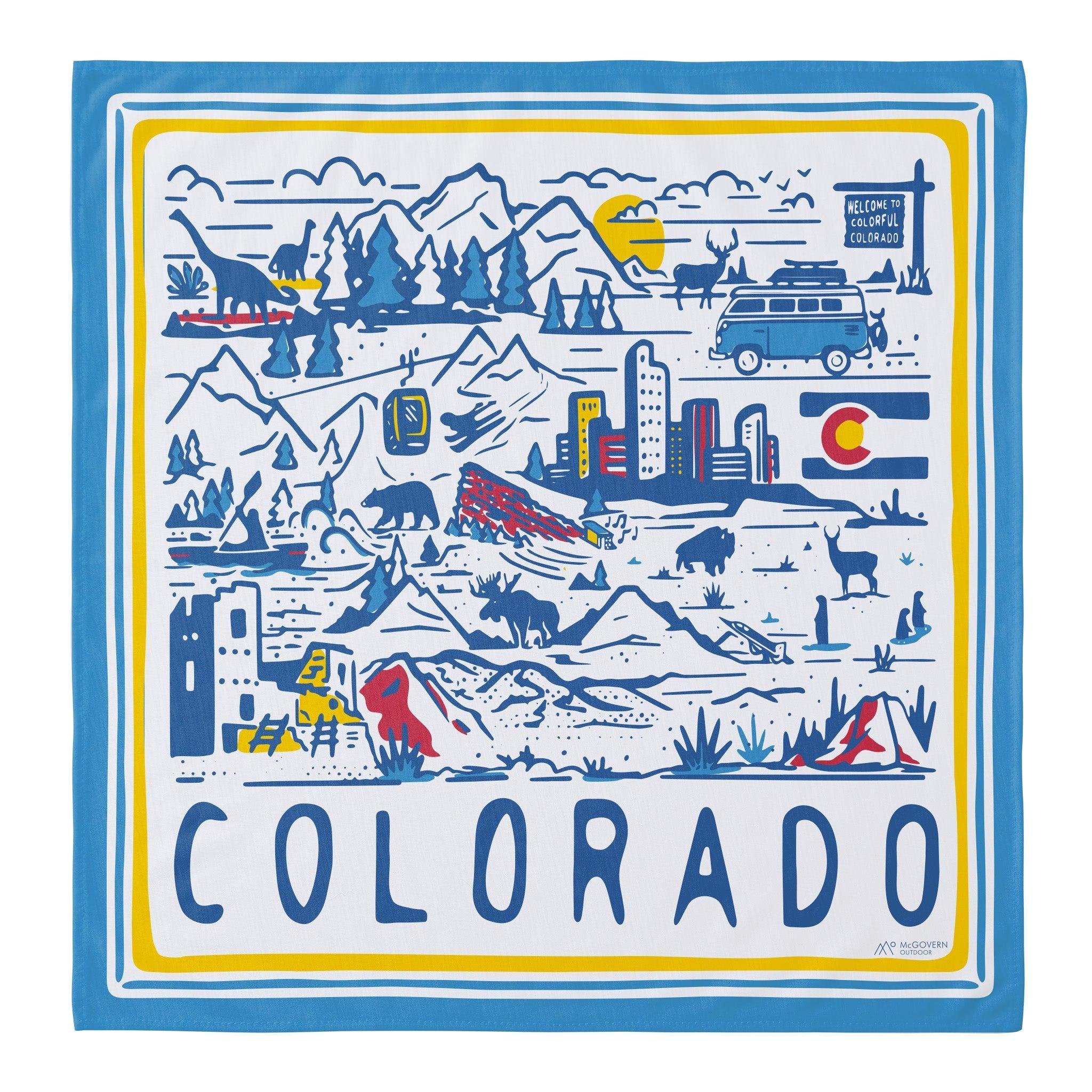スコットランド　NAVY　MAP　総柄　マルチカバー　150×226　ACTUS Colorado-State-Illustrated-Map