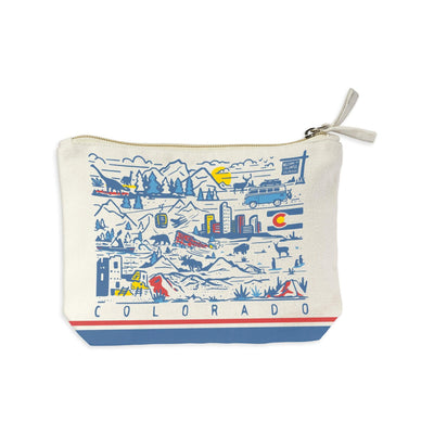 Colorado State Illustrated Map Recycled Canvas Zip Pouch - McGovern Outdoor