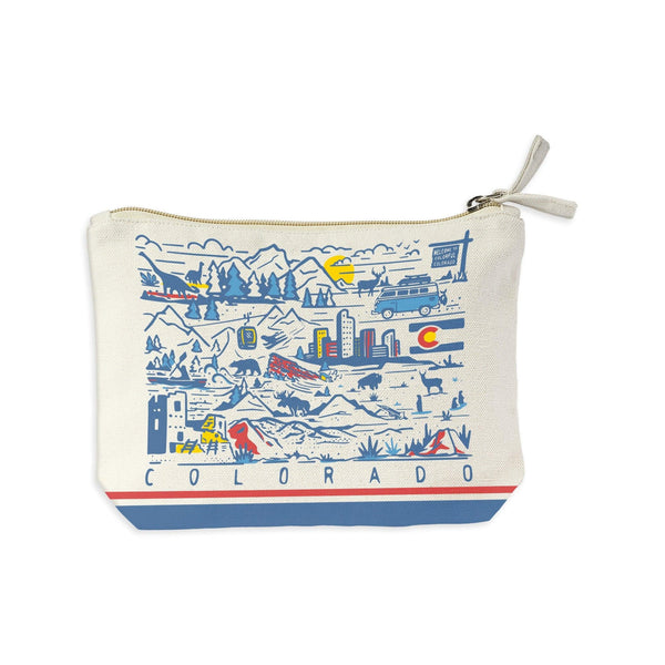 Colorado State Illustrated Map Recycled Canvas Zip Pouch - McGovern Outdoor
