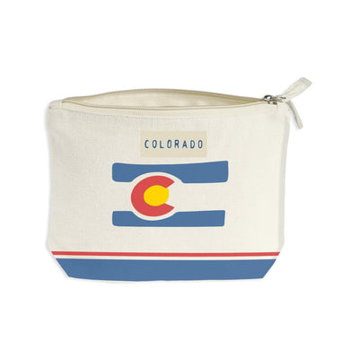 Colorado State Illustrated Map Recycled Canvas Zip Pouch
