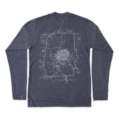 Crater Lake National Park Long-Sleeve Unisex T-Shirt with Map and Cartouche - McGovern & Company