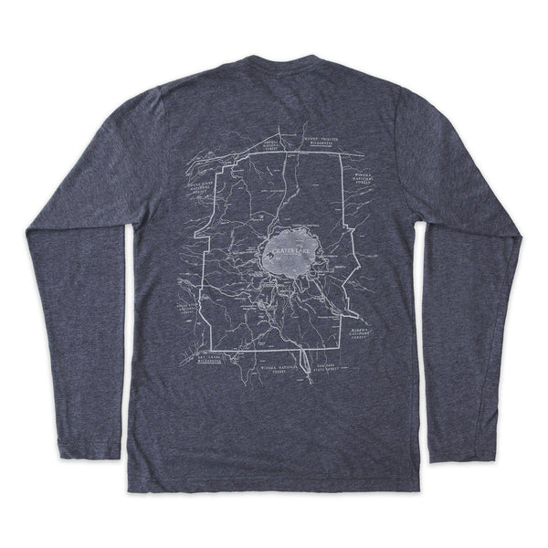 Crater Lake National Park Long-Sleeve Unisex T-Shirt with Map and Cartouche - McGovern & Company