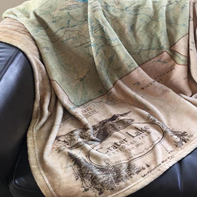 Crater Lake National Park Map Plush Blanket - McGovern & Company