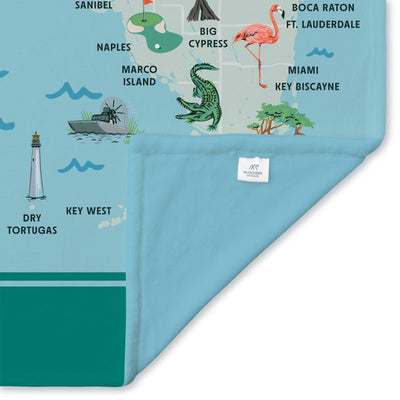 Florida State Illustrated Map Blanket