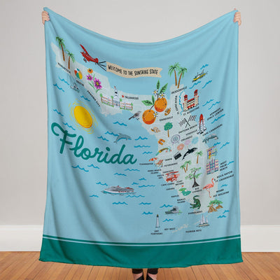Florida State Illustrated Map Blanket