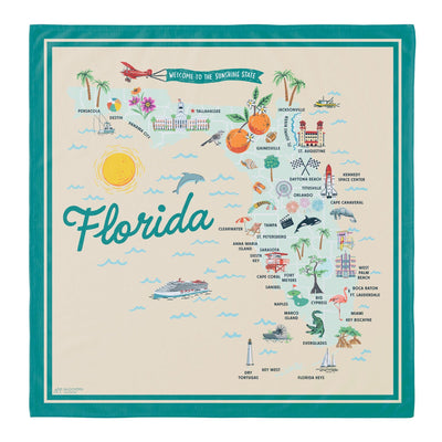 Florida State Illustrated Map Cotton Bandana