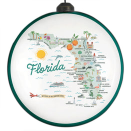 Florida State Illustrated Map Flat-Globe-Shaped Ornament