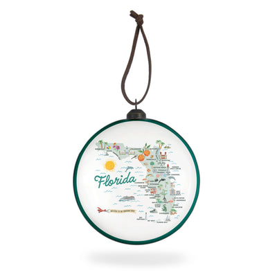 Florida State Illustrated Map Flat-Globe-Shaped Ornament