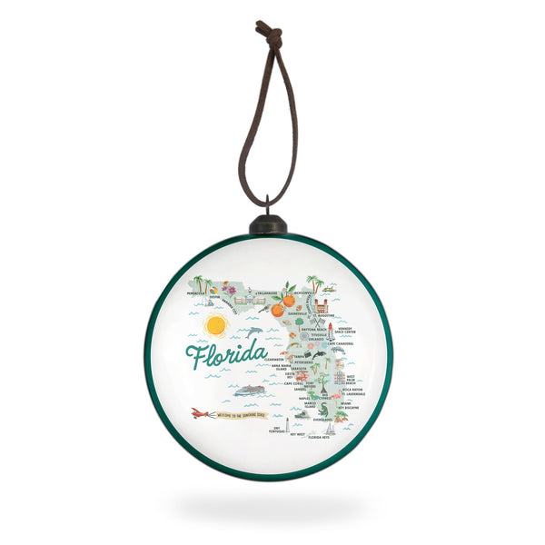 Florida State Illustrated Map Flat-Globe-Shaped Ornament