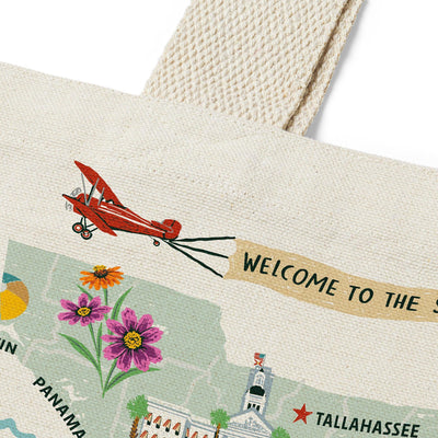 Florida State Illustrated Map Recycled Canvas Tote Bag