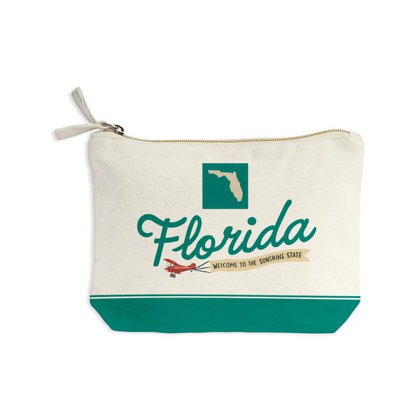 Florida State Illustrated Map Recycled Canvas Zip Pouch