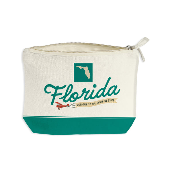 Florida State Illustrated Map Recycled Canvas Zip Pouch