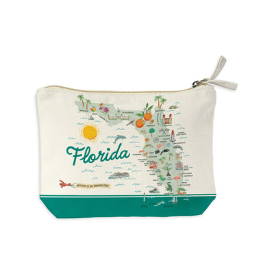 Florida State Illustrated Map Recycled Canvas Zip Pouch