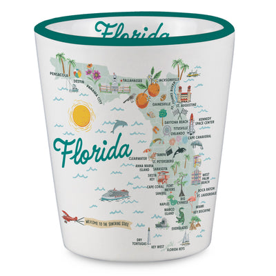 Florida State Illustrated Map Shot Glass