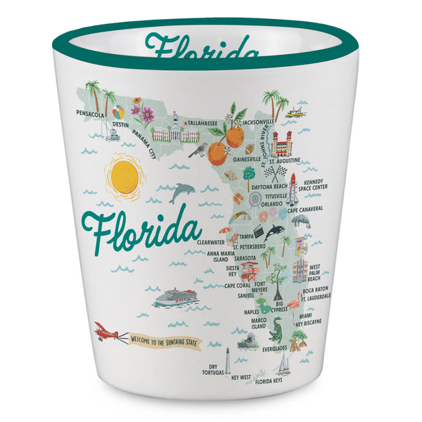 Florida State Illustrated Map Shot Glass