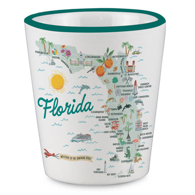 Florida State Illustrated Map Shot Glass