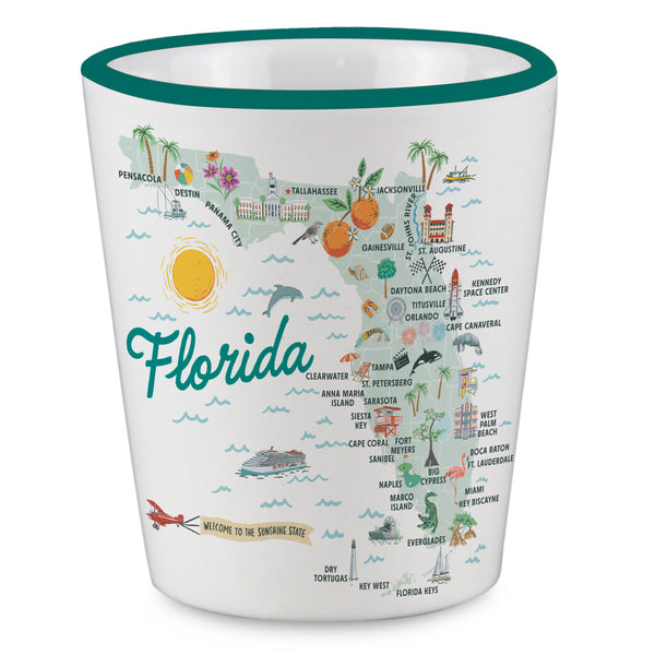 Florida State Illustrated Map Shot Glass