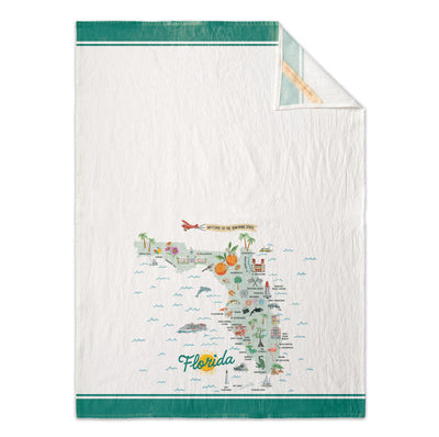 Florida State Illustrated Map Towel