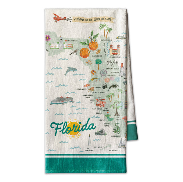 Florida State Illustrated Map Towel