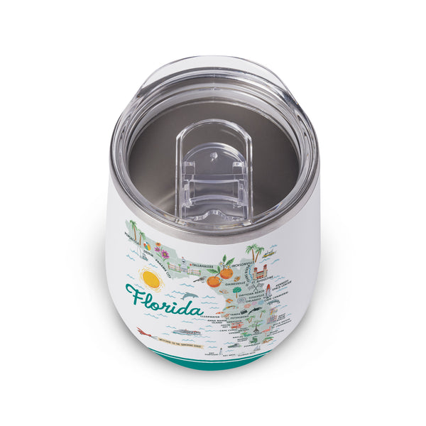 Florida State Illustrated Map Wine Tumbler in White