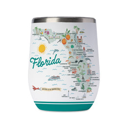 Florida State Illustrated Map Wine Tumbler in White