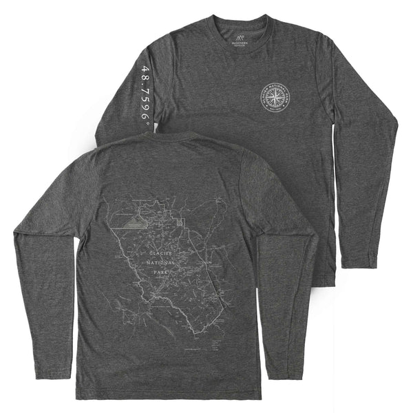 Glacier Line Map Long-Sleeve Unisex Tee - McGovern Outdoor