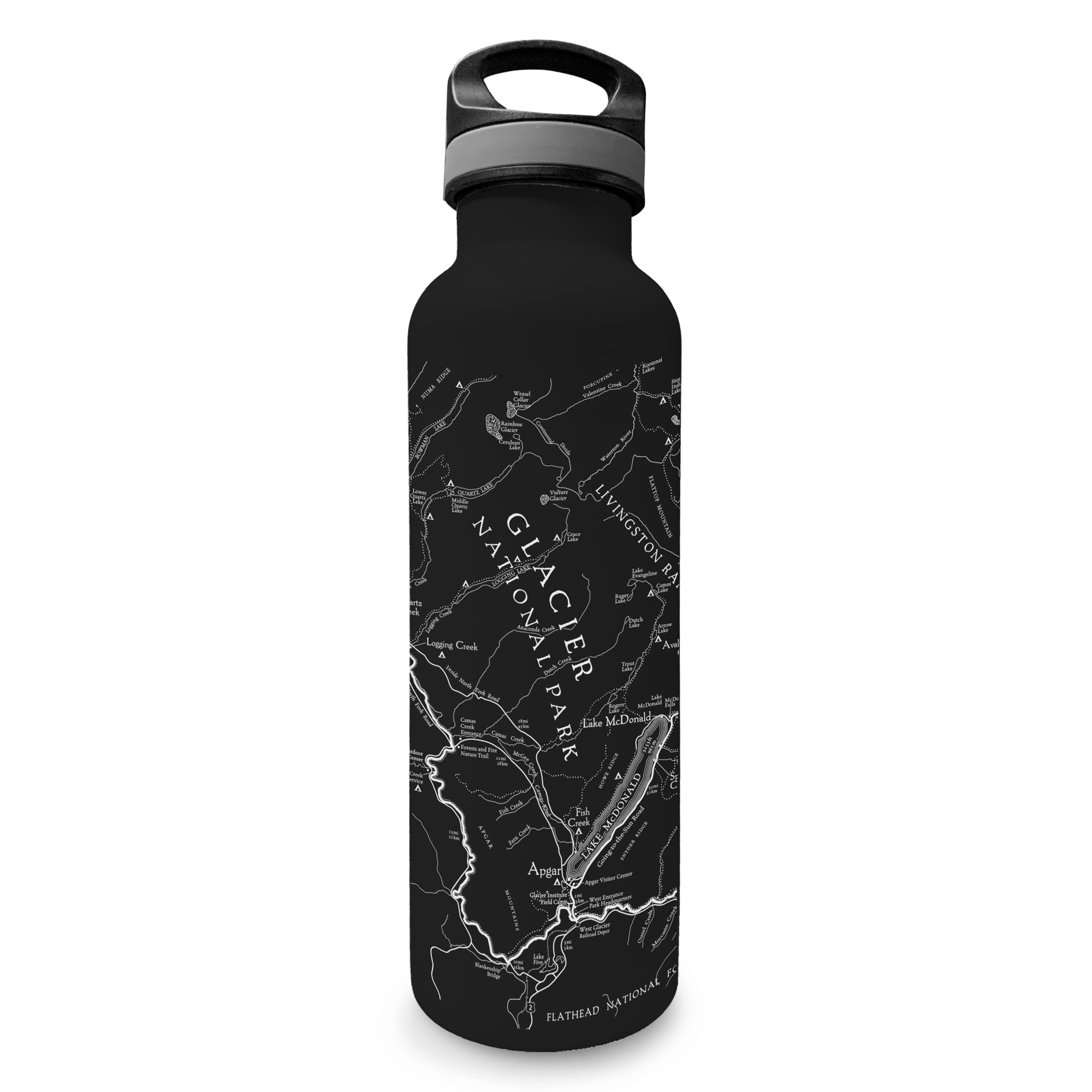 Glacier Line Map Water Bottle - McGovern Outdoor