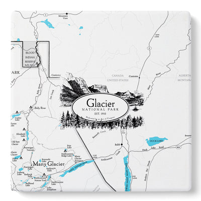 Glacier National Park Line Map Coasters