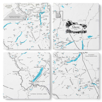 Glacier National Park Line Map Coasters