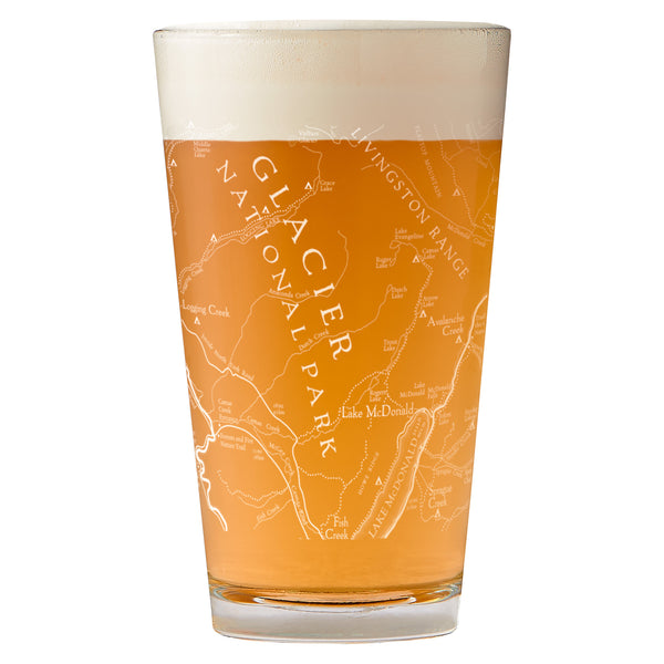 Glacier National Park Line Map Pint Glass