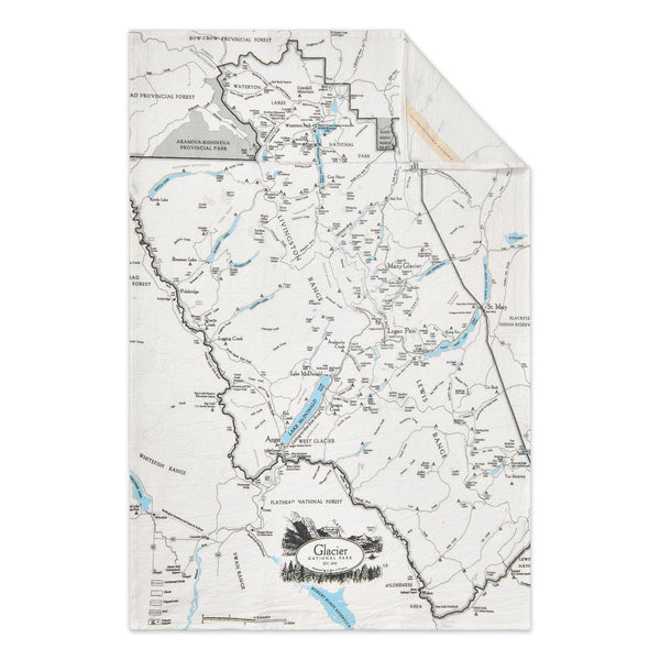 Glacier National Park Map Flour Sack Towel - McGovern & Company
