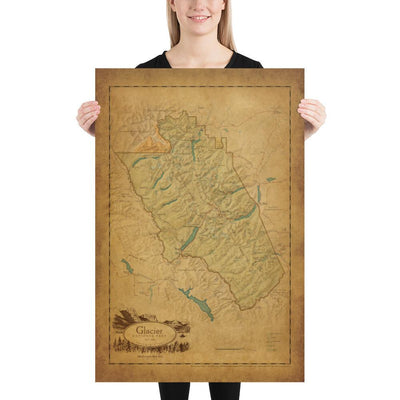 Glacier National Park Map Poster