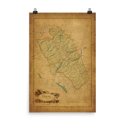 Glacier National Park Map Poster