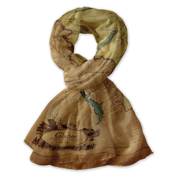 Glacier National Park Map Scarf - McGovern & Company