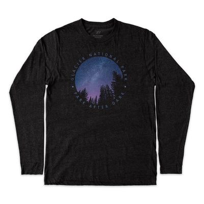 Glacier Night Sky Photo Long-Sleeve Unisex Tee in Black