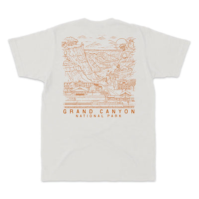 Grand Canyon Aerial Illustration Short Sleeve Unisex Tee in Natural