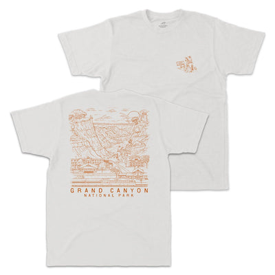Grand Canyon Aerial Illustration Short Sleeve Unisex Tee in Natural