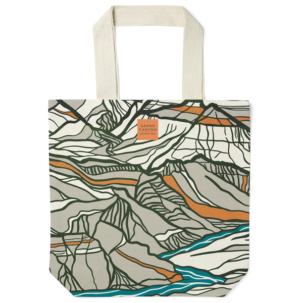 Grand Canyon National Park Contour Lines Recycled Canvas Tote Bag