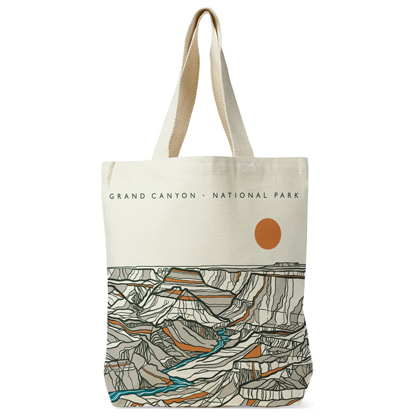 Grand Canyon National Park Contour Lines Recycled Canvas Tote Bag