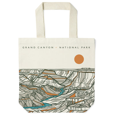 Grand Canyon National Park Contour Lines Recycled Canvas Tote Bag