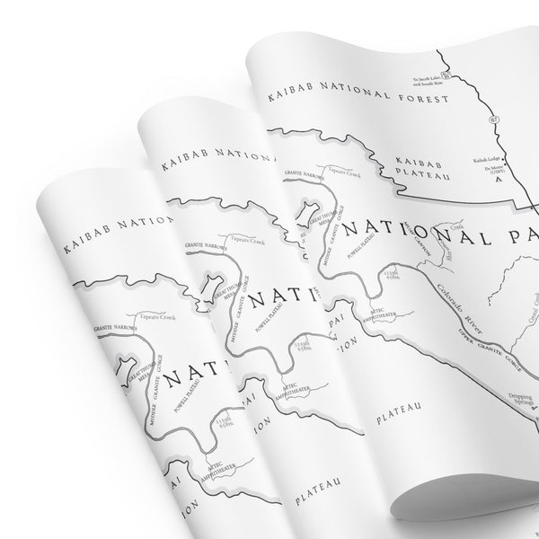 Grand Canyon National Park Line Map Wrapping Paper