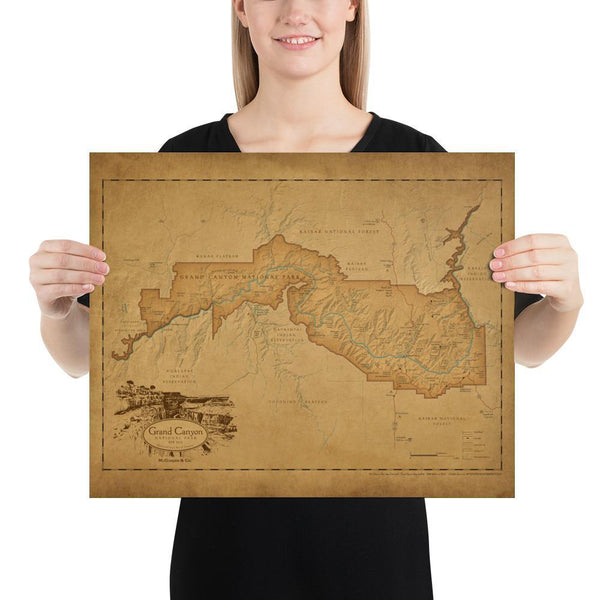 Grand Canyon National Park Map Poster - McGovern Outdoor