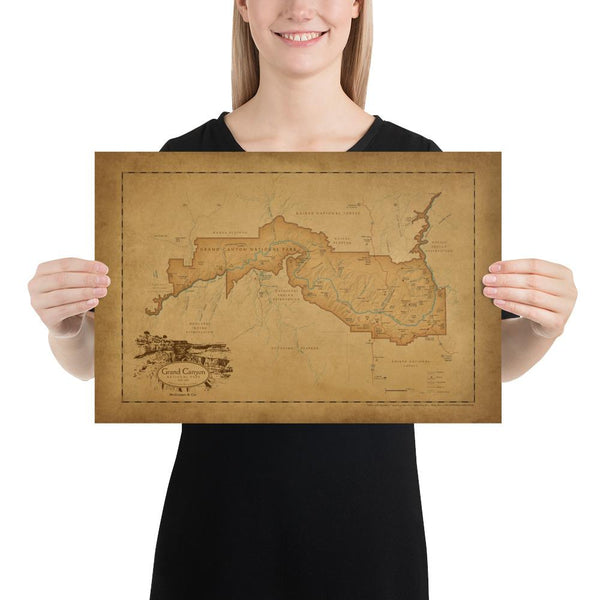 Grand Canyon National Park Map Poster